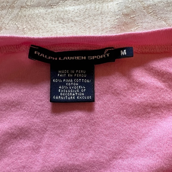 Ralph Lauren Wmen’s Cotton V-Neck Short Sleeve Tee’s pink & navy - Picture 6 of 9